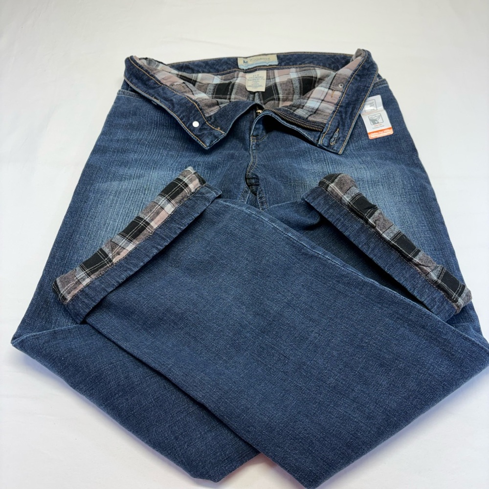 Classic Blue Bootcut Jeans with Plaid Lining by WindRiver NWT Size 6